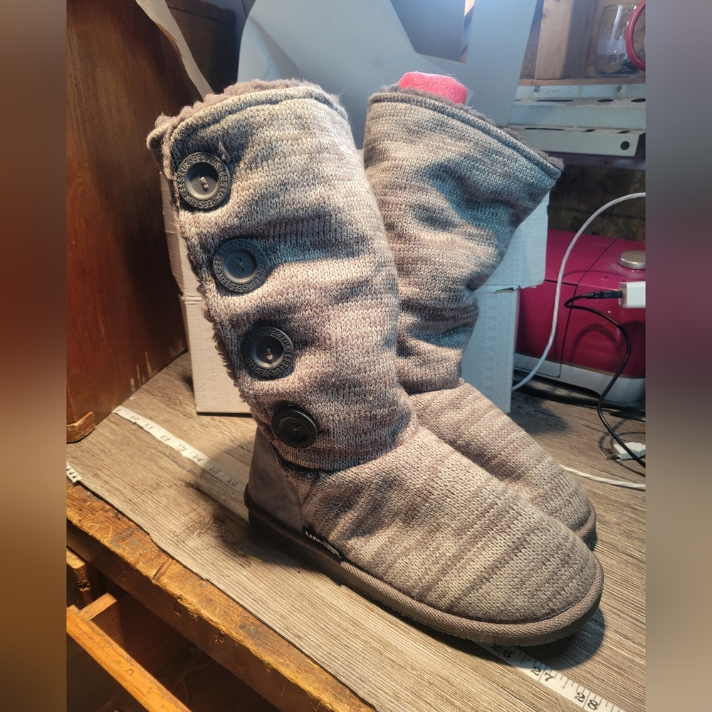 Lukees By Muk Luks NEW Liza Sweater Type Button Side Winter Boot Size 8